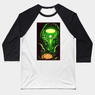 Creepy Aliens And Pizza Baseball T-Shirt